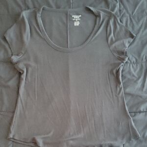 American Eagle Women's Black Ribbed T-Shirt